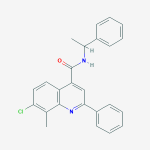 molecular formula C25H21ClN2O B338048 7-chloro-8-methyl-2-phenyl-N-(1-phenylethyl)quinoline-4-carboxamide 