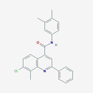 molecular formula C25H21ClN2O B338053 7-chloro-N-(3,4-dimethylphenyl)-8-methyl-2-phenylquinoline-4-carboxamide 