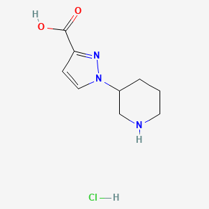 molecular formula C9H14ClN3O2 B3380558 1-(piperidin-3-yl)-1H-pyrazole-3-carboxylic acid hydrochloride CAS No. 1955556-64-5