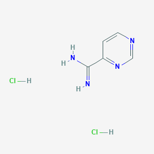 molecular formula C5H8Cl2N4 B3380608 Pyrimidine-4-carboximidamide dihydrochloride CAS No. 1989659-39-3