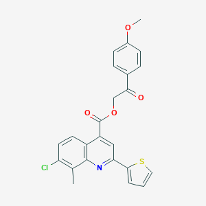 molecular formula C24H18ClNO4S B338065 2-(4-Methoxyphenyl)-2-oxoethyl 7-chloro-8-methyl-2-(2-thienyl)-4-quinolinecarboxylate 