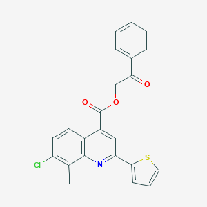 molecular formula C23H16ClNO3S B338067 2-Oxo-2-phenylethyl 7-chloro-8-methyl-2-(2-thienyl)-4-quinolinecarboxylate 