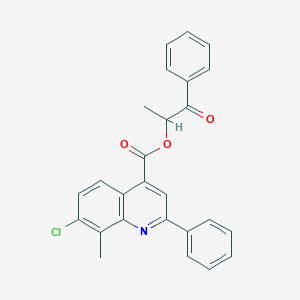 molecular formula C26H20ClNO3 B338068 1-Oxo-1-phenylpropan-2-yl 7-chloro-8-methyl-2-phenylquinoline-4-carboxylate 
