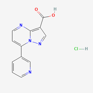 molecular formula C12H9ClN4O2 B3380728 7-(Pyridin-3-yl)pyrazolo[1,5-a]pyrimidine-3-carboxylic acid hydrochloride CAS No. 2044722-64-5