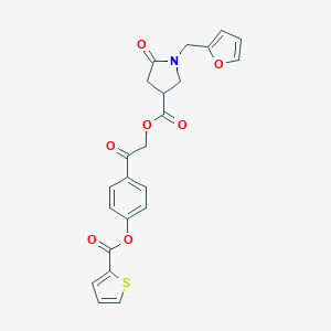 molecular formula C23H19NO7S B338073 2-Oxo-2-{4-[(2-thienylcarbonyl)oxy]phenyl}ethyl 1-(2-furylmethyl)-5-oxo-3-pyrrolidinecarboxylate 
