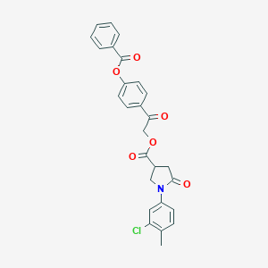 molecular formula C27H22ClNO6 B338075 2-Oxo-2-{4-[(phenylcarbonyl)oxy]phenyl}ethyl 1-(3-chloro-4-methylphenyl)-5-oxopyrrolidine-3-carboxylate 