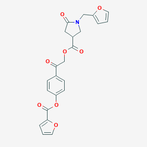 molecular formula C23H19NO8 B338077 1-Furan-2-ylmethyl-5-oxo-pyrrolidine-3-carboxylic acid 2-[4-(furan-2-carbonyloxy)-phenyl]-2-oxo-ethyl ester 