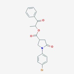 molecular formula C20H18BrNO4 B338078 1-Methyl-2-oxo-2-phenylethyl 1-(4-bromophenyl)-5-oxo-3-pyrrolidinecarboxylate 