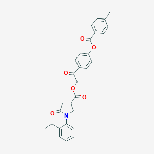 molecular formula C29H27NO6 B338079 2-(4-{[(4-Methylphenyl)carbonyl]oxy}phenyl)-2-oxoethyl 1-(2-ethylphenyl)-5-oxopyrrolidine-3-carboxylate 