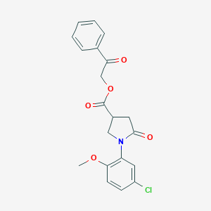 molecular formula C20H18ClNO5 B338080 2-Oxo-2-phenylethyl 1-(5-chloro-2-methoxyphenyl)-5-oxo-3-pyrrolidinecarboxylate 
