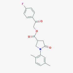 molecular formula C21H20FNO4 B338081 2-(4-Fluorophenyl)-2-oxoethyl 1-(2,5-dimethylphenyl)-5-oxo-3-pyrrolidinecarboxylate 