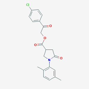 molecular formula C21H20ClNO4 B338082 2-(4-Chlorophenyl)-2-oxoethyl 1-(2,5-dimethylphenyl)-5-oxo-3-pyrrolidinecarboxylate 