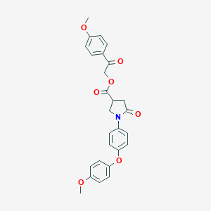 molecular formula C27H25NO7 B338084 2-(4-Methoxyphenyl)-2-oxoethyl 1-[4-(4-methoxyphenoxy)phenyl]-5-oxo-3-pyrrolidinecarboxylate 