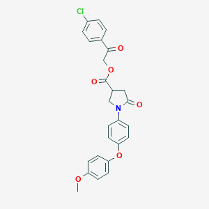 molecular formula C26H22ClNO6 B338085 2-(4-Chlorophenyl)-2-oxoethyl 1-[4-(4-methoxyphenoxy)phenyl]-5-oxo-3-pyrrolidinecarboxylate 