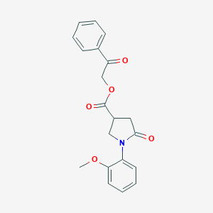 molecular formula C20H19NO5 B338086 2-Oxo-2-phenylethyl 1-(2-methoxyphenyl)-5-oxopyrrolidine-3-carboxylate 