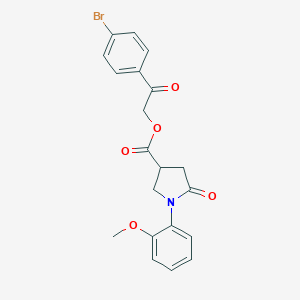 molecular formula C20H18BrNO5 B338089 2-(4-Bromophenyl)-2-oxoethyl 1-(2-methoxyphenyl)-5-oxo-3-pyrrolidinecarboxylate 