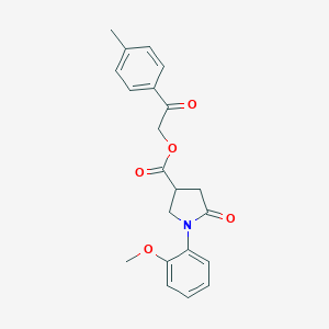 molecular formula C21H21NO5 B338090 2-(4-Methylphenyl)-2-oxoethyl 1-(2-methoxyphenyl)-5-oxo-3-pyrrolidinecarboxylate 