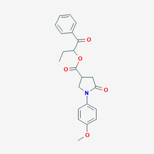 molecular formula C22H23NO5 B338091 1-Benzoylpropyl 1-(4-methoxyphenyl)-5-oxo-3-pyrrolidinecarboxylate 