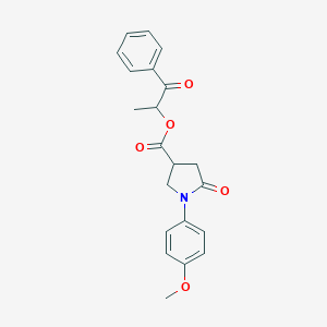 molecular formula C21H21NO5 B338092 1-Methyl-2-oxo-2-phenylethyl 1-(4-methoxyphenyl)-5-oxo-3-pyrrolidinecarboxylate 