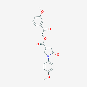 molecular formula C21H21NO6 B338093 1-(4-Methoxy-phenyl)-5-oxo-pyrrolidine-3-carboxylic acid 2-(3-methoxy-phenyl)-2-oxo-ethyl ester 