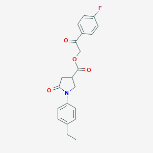 molecular formula C21H20FNO4 B338097 2-(4-Fluorophenyl)-2-oxoethyl 1-(4-ethylphenyl)-5-oxo-3-pyrrolidinecarboxylate 
