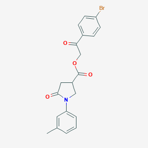 molecular formula C20H18BrNO4 B338098 2-(4-Bromophenyl)-2-oxoethyl 1-(3-methylphenyl)-5-oxo-3-pyrrolidinecarboxylate 