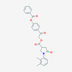 molecular formula C28H25NO6 B338099 2-Oxo-2-{4-[(phenylcarbonyl)oxy]phenyl}ethyl 1-(2,3-dimethylphenyl)-5-oxopyrrolidine-3-carboxylate 