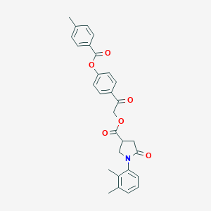 molecular formula C29H27NO6 B338100 2-{4-[(4-Methylbenzoyl)oxy]phenyl}-2-oxoethyl 1-(2,3-dimethylphenyl)-5-oxo-3-pyrrolidinecarboxylate 