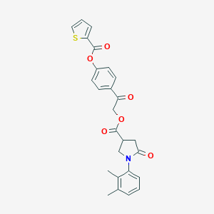 molecular formula C26H23NO6S B338101 2-Oxo-2-{4-[(2-thienylcarbonyl)oxy]phenyl}ethyl 1-(2,3-dimethylphenyl)-5-oxo-3-pyrrolidinecarboxylate 