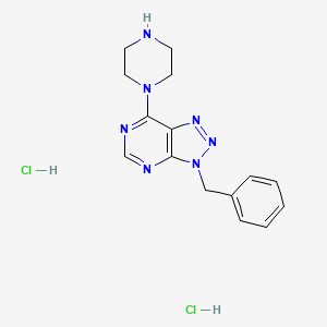 molecular formula C15H19Cl2N7 B3381029 1-{3-benzyl-3H-[1,2,3]triazolo[4,5-d]pyrimidin-7-yl}piperazine dihydrochloride CAS No. 2137710-44-0