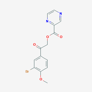 molecular formula C14H11BrN2O4 B338108 2-(3-Bromo-4-methoxyphenyl)-2-oxoethyl 2-pyrazinecarboxylate 