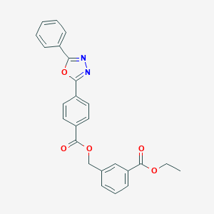 molecular formula C25H20N2O5 B338112 Ethyl 3-({[4-(5-phenyl-1,3,4-oxadiazol-2-yl)benzoyl]oxy}methyl)benzoate 