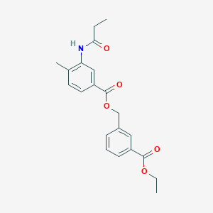 molecular formula C21H23NO5 B338115 3-(Ethoxycarbonyl)benzyl 4-methyl-3-(propanoylamino)benzoate 