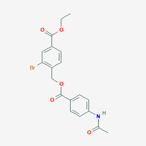 molecular formula C19H18BrNO5 B338121 Ethyl 4-({[4-(acetylamino)benzoyl]oxy}methyl)-3-bromobenzoate 