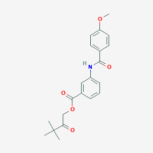 molecular formula C21H23NO5 B338135 3,3-Dimethyl-2-oxobutyl 3-[(4-methoxybenzoyl)amino]benzoate 