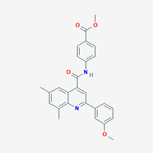 molecular formula C27H24N2O4 B338147 Methyl 4-({[2-(3-methoxyphenyl)-6,8-dimethyl-4-quinolinyl]carbonyl}amino)benzoate 