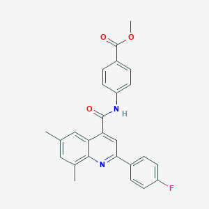 molecular formula C26H21FN2O3 B338148 Methyl 4-({[2-(4-fluorophenyl)-6,8-dimethyl-4-quinolinyl]carbonyl}amino)benzoate 