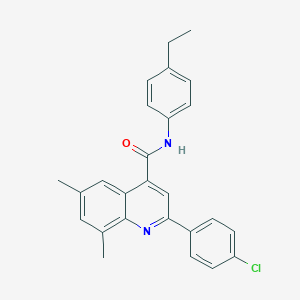 molecular formula C26H23ClN2O B338155 2-(4-chlorophenyl)-N-(4-ethylphenyl)-6,8-dimethylquinoline-4-carboxamide 
