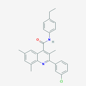 molecular formula C27H25ClN2O B338156 2-(3-chlorophenyl)-N-(4-ethylphenyl)-3,6,8-trimethyl-4-quinolinecarboxamide 