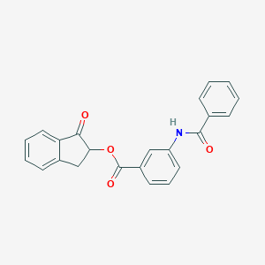 molecular formula C23H17NO4 B338164 1-oxo-2,3-dihydro-1H-inden-2-yl 3-(benzoylamino)benzoate 