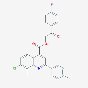 molecular formula C26H19ClFNO3 B338207 2-(4-Fluorophenyl)-2-oxoethyl 7-chloro-8-methyl-2-(4-methylphenyl)-4-quinolinecarboxylate 