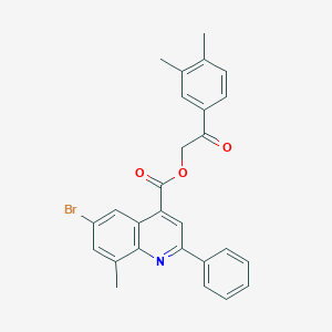 molecular formula C27H22BrNO3 B338210 2-(3,4-Dimethylphenyl)-2-oxoethyl 6-bromo-8-methyl-2-phenyl-4-quinolinecarboxylate 