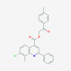 molecular formula C26H20ClNO3 B338212 2-(4-Methylphenyl)-2-oxoethyl 7-chloro-8-methyl-2-phenyl-4-quinolinecarboxylate 