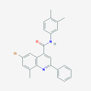 molecular formula C25H21BrN2O B338213 6-bromo-N-(3,4-dimethylphenyl)-8-methyl-2-phenylquinoline-4-carboxamide 