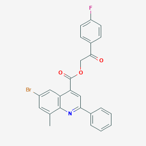 molecular formula C25H17BrFNO3 B338214 2-(4-Fluorophenyl)-2-oxoethyl 6-bromo-8-methyl-2-phenylquinoline-4-carboxylate 