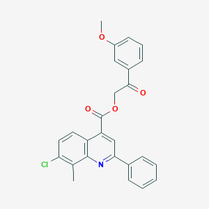 molecular formula C26H20ClNO4 B338216 2-(3-Methoxyphenyl)-2-oxoethyl 7-chloro-8-methyl-2-phenyl-4-quinolinecarboxylate 
