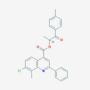 molecular formula C27H22ClNO3 B338218 1-(4-Methylphenyl)-1-oxopropan-2-yl 7-chloro-8-methyl-2-phenylquinoline-4-carboxylate 