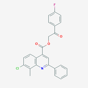 molecular formula C25H17ClFNO3 B338225 2-(4-Fluorophenyl)-2-oxoethyl 7-chloro-8-methyl-2-phenyl-4-quinolinecarboxylate 