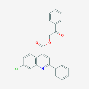 molecular formula C25H18ClNO3 B338228 2-Oxo-2-phenylethyl 7-chloro-8-methyl-2-phenylquinoline-4-carboxylate 