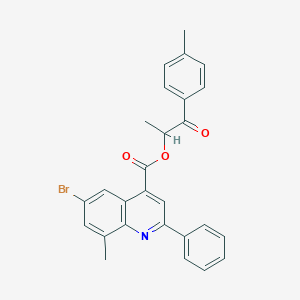 molecular formula C27H22BrNO3 B338229 1-(4-Methylphenyl)-1-oxopropan-2-yl 6-bromo-8-methyl-2-phenylquinoline-4-carboxylate 